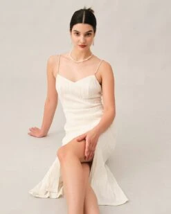 The Wave Textured Pearl Strap Midi Dress -Outlet Dress Mix Up Store midi dresses the wave textured pearl strap midi dress 38416274686165