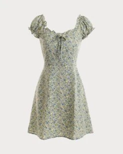 The Ruffle Edge Floral Mini Dress -Outlet Dress Mix Up Store mini dresses green s the ruffle edge floral mini dress 36855882711253