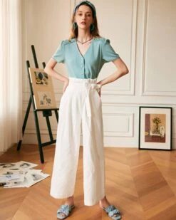 The Plain High-Rise Wide Leg Pants -Outlet Dress Mix Up Store pants the plain high rise wide leg pants 37389874036949