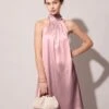 The Pink Halter Satin A-line Mini Dress