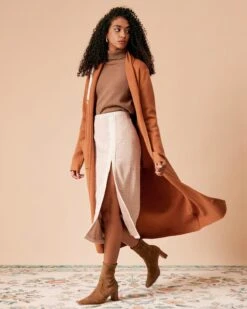 The High Waisted Side Slit Tweed Skirt -Outlet Dress Mix Up Store rihoas176718