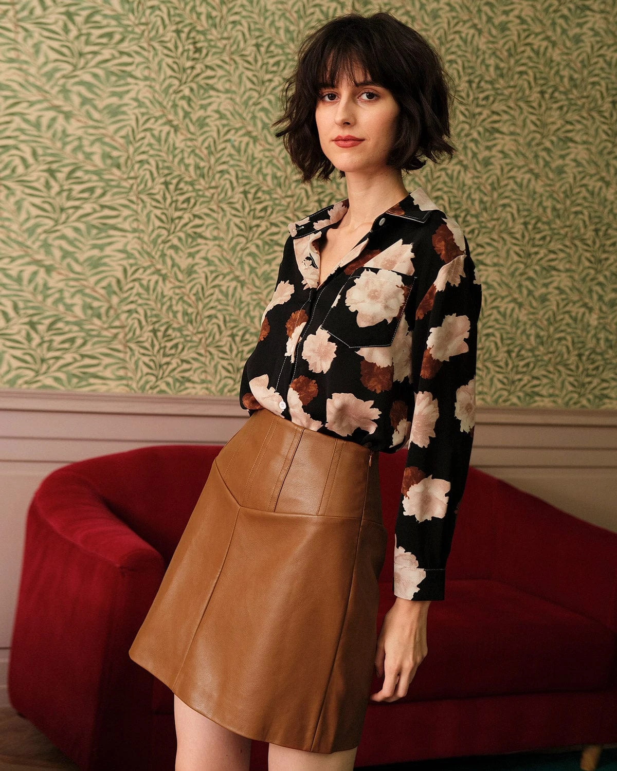 The High Waisted PU Leather A-line Mini Skirt 4 The High Waisted PU Leather A-line Mini Skirt - Image 4