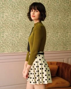 The Green Mock Neck Cut Out Knit Top -Outlet Dress Mix Up Store rihoas7084