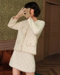 The Argyle Cardigan And Mini Skirt Set -Outlet Dress Mix Up Store rihoas8612