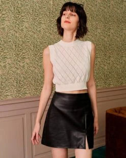 The Side Slit PU Leather A-line Mini Skirt 9 The Side Slit PU Leather A-line Mini Skirt -Outlet Dress Mix Up Store rihoas9097