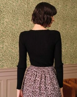 The Solid Color Wavy Trim Knit Top -Outlet Dress Mix Up Store rihoas9211