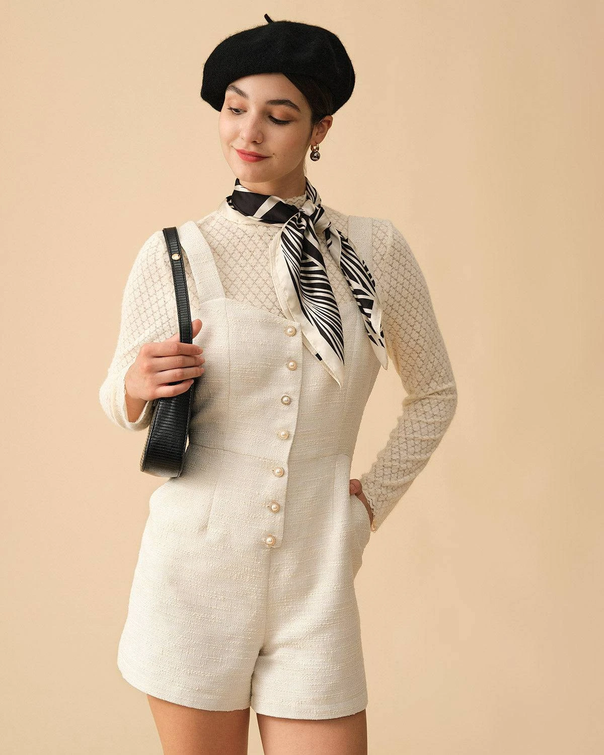 The Solid Single-breasted Sling Romper 3 The Solid Single-breasted Sling Romper - Image 3