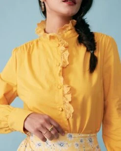 The Lace Neckline Solid Shirt -Outlet Dress Mix Up Store shirts the lace neckline solid shirt 37179083489493