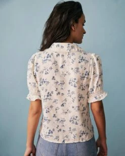 The Lace Spliced Pleated Floral Shirt -Outlet Dress Mix Up Store shirts the lace spliced pleated floral shirt 36869216436437