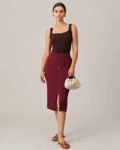 The Button Knit Bodycon Skirt -Outlet Dress Mix Up Store skirts the button knit bodycon skirt 38099820249301