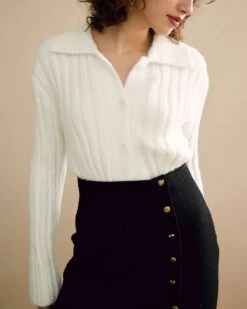 The Buttons Decorated Knit Skirt -Outlet Dress Mix Up Store skirts the buttons decorated knit skirt 35254403793048