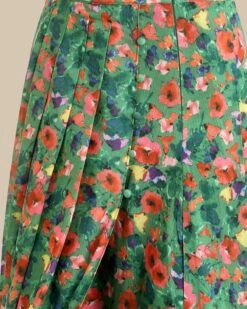 The Green Pleated Floral Skirt -Outlet Dress Mix Up Store skirts the pleated floral skirt 36348951232725