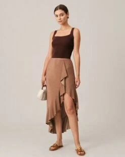 The Solid Tulip Hem Ruffle Skirt -Outlet Dress Mix Up Store skirts the solid tulip hem ruffle skirt 38087264403669