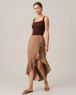 The Solid Tulip Hem Ruffle Skirt -Outlet Dress Mix Up Store skirts the solid tulip hem ruffle skirt 38087265091797