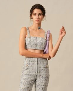 The Plaid Tweed Crop Tank Top