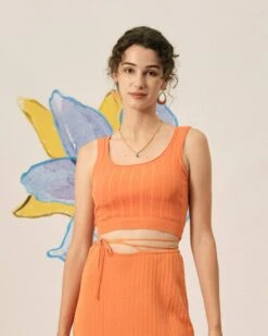 The Solid Color Knit Crop Tank Top