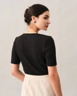 The Ribbed Lace Trim Tee -Outlet Dress Mix Up Store tees the ribbed lace trim tee 38222101479637