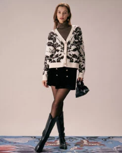 The Dark Coffee Abstract Print Button Cardigan -Outlet Dress Mix Up Store the abstract print button cardigan tops omidtc