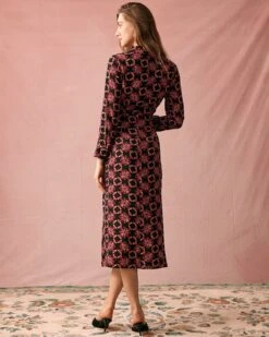 The Lapel Floral Long Sleeve Maxi Dress -Outlet Dress Mix Up Store the allover print maxi dress dresses csyvfr 957407