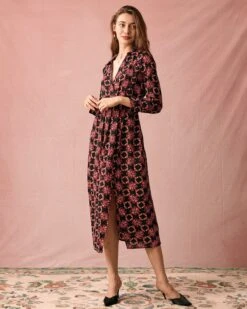 The Lapel Floral Long Sleeve Maxi Dress -Outlet Dress Mix Up Store the allover print maxi dress dresses ynnuhx 422590