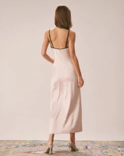 The Apricot Contrast Trim Satin Maxi Dress -Outlet Dress Mix Up Store the apricot contrast satin maxi dress dresses nhaqkh