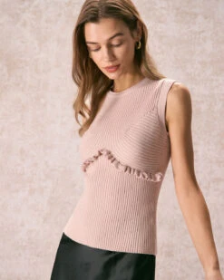 The Apricot Crew Neck Ruffle Knit Tank Top 8 The Apricot Crew Neck Ruffle Knit Tank Top -Outlet Dress Mix Up Store the apricot crew neck ruffle knit tank top tops gfuyio