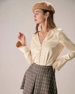 The Apricot Lapel Button Up Flare Sleeve Shirt 8 The Apricot Lapel Button Up Flare Sleeve Shirt -Outlet Dress Mix Up Store the apricot flare sleeve button shirt tops 06admk