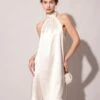 The Apricot Halter Satin A-line Mini Dress