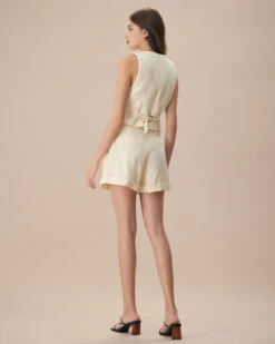 The Apricot High-Waisted Pleated Shorts 9 The Apricot High-Waisted Pleated Shorts -Outlet Dress Mix Up Store the apricot pleated solid shorts bottoms mohpcz