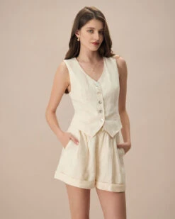 The Apricot High-Waisted Pleated Shorts 7 The Apricot High-Waisted Pleated Shorts -Outlet Dress Mix Up Store the apricot pleated solid shorts bottoms oerdeg