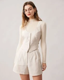 The Apricot Round Neck Button Up Waistcoat -Outlet Dress Mix Up Store the apricot round neck solid vest apricot tops 2baxvp 810727