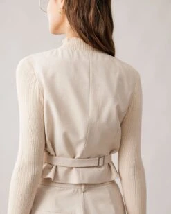 The Apricot Round Neck Button Up Waistcoat -Outlet Dress Mix Up Store the apricot round neck solid vest tops arftlr 710476