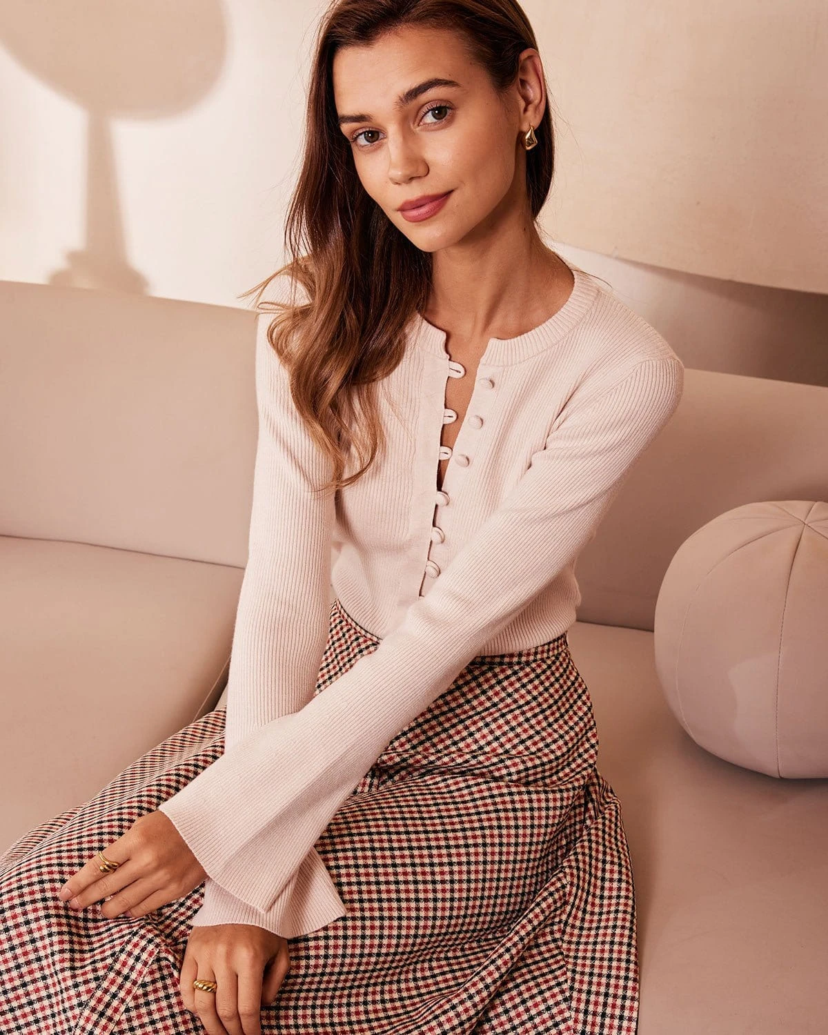 The Apricot Round Neck Button Up Knit Top 5 The Apricot Round Neck Button Up Knit Top - Image 5