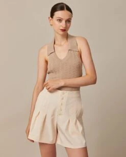 The Apricot Striped Pleated Button Up Shorts 8 The Apricot Striped Pleated Button Up Shorts -Outlet Dress Mix Up Store the apricot striped pleated button up shorts bottoms v1ect5 840500