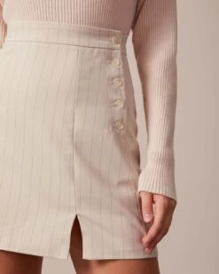 The Apricot Striped Split Hem Mini Skirt -Outlet Dress Mix Up Store the apricot striped split hem mini skirt bottoms xt8isf 581796