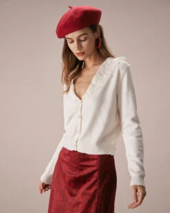 The Apricot V Neck Lace Trim Knit Cardigan 8 The Apricot V Neck Lace Trim Knit Cardigan -Outlet Dress Mix Up Store the apricot v neck lace knit cardigan tops 3rzaan