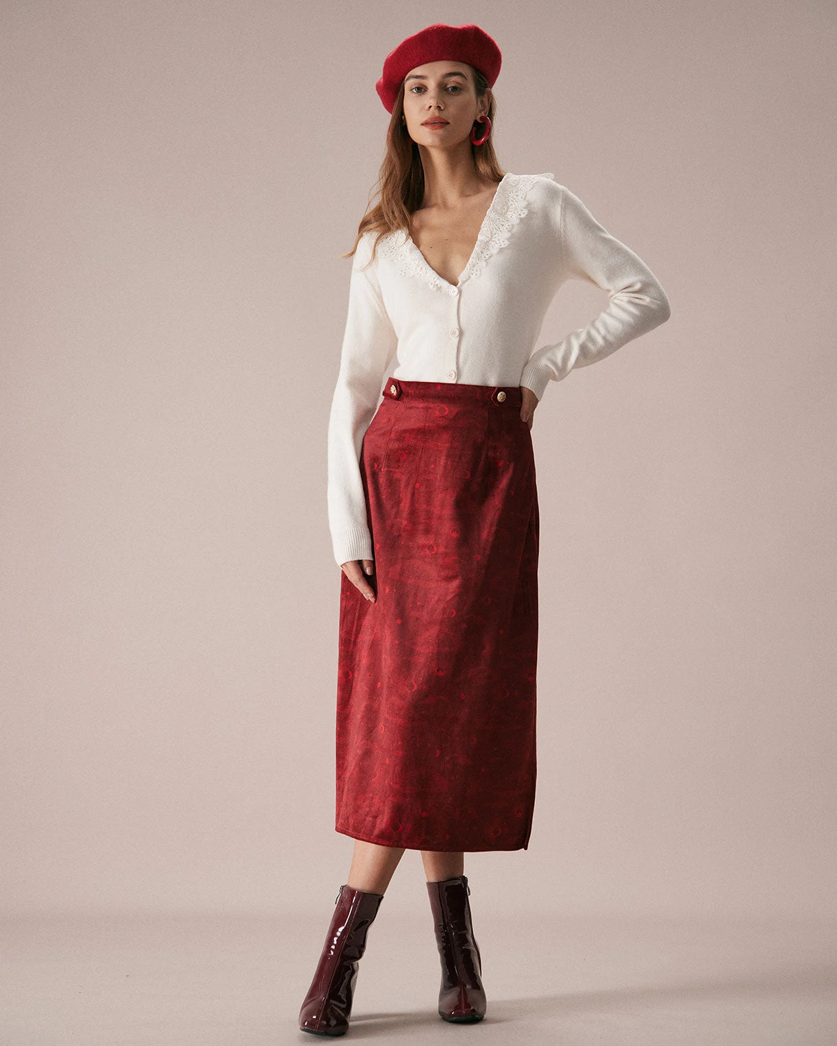 The Apricot V Neck Lace Trim Knit Cardigan 2 The Apricot V Neck Lace Trim Knit Cardigan - Image 2