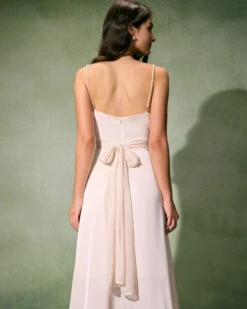 The Apricot V Neck Pearl Strap Satin Midi Dress -Outlet Dress Mix Up Store the apricot v neck satin midi dress dresses mvphc8