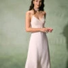 The Apricot V Neck Pearl Strap Satin Midi Dress