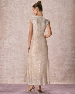 The Apricot V-Neck Sequin Maxi Dress -Outlet Dress Mix Up Store the apricot v neck sequin maxi dress dresses khz9ll