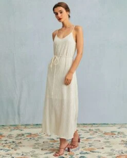 The Apricot Water Ripple Textured Straight Maxi Dress