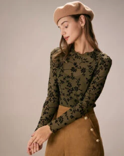 The Army Green Mesh Floral Blouse & Cami Top -Outlet Dress Mix Up Store the army green mesh floral blouse cami top tops n7kvcx