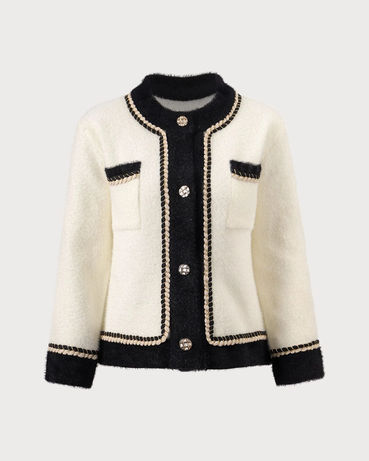 The Beige Round Neck Colorblock Cardigan 7 The Beige Round Neck Colorblock Cardigan - Image 7