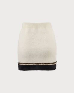 The Beige Elastic Colorblock Knit Mini Skirt -Outlet Dress Mix Up Store the beige colorblock knit mini skirt bottoms 44yotj 663712