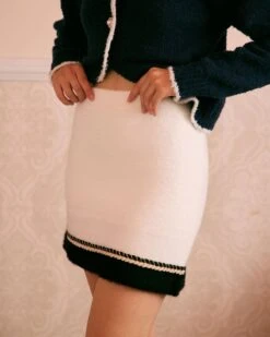 The Beige Elastic Colorblock Knit Mini Skirt -Outlet Dress Mix Up Store the beige colorblock knit mini skirt bottoms x9gz0w 524520