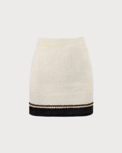 The Beige Elastic Colorblock Knit Mini Skirt -Outlet Dress Mix Up Store the beige colorblock knit mini skirt bottoms zdoaay 324804