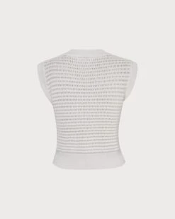 The Beige Sleeveless Pointelle Ribbed Knit Vest -Outlet Dress Mix Up Store the beige pointelle ribbed knit vest tops 9qxyot