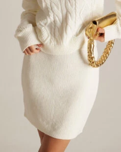 The Beige Natural Waisted Knit Mini Skirt