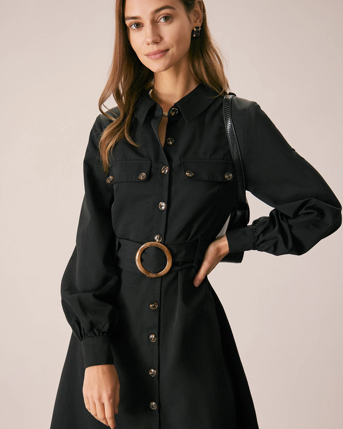 The Black Belted Button-Down Shirt Midi Dress 3 The Black Belted Button-Down Shirt Midi Dress - Image 3