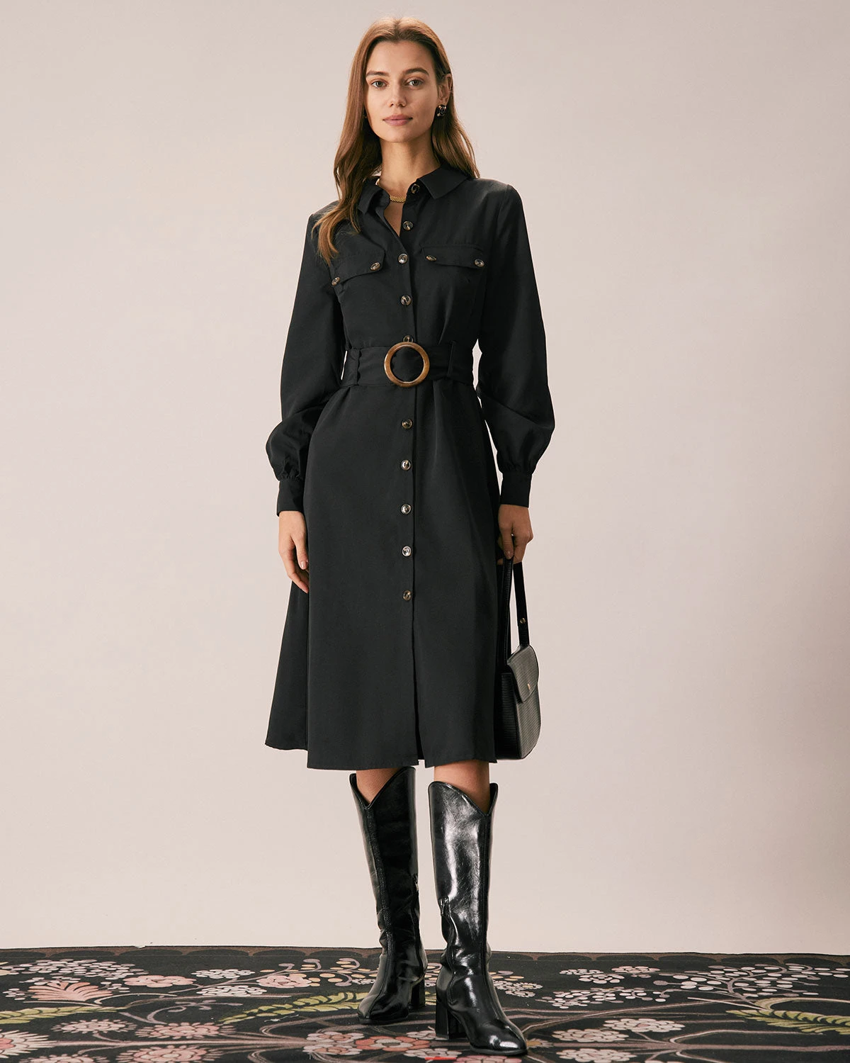 The Black Belted Button-Down Shirt Midi Dress 5 The Black Belted Button-Down Shirt Midi Dress - Image 5